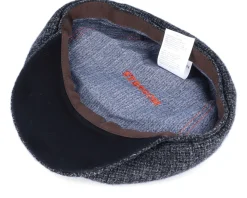 Flat Caps-Stetson Hatteras Wool Heather Black Flat Cap -