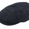 Flat Caps-Stetson Hatteras Wool Herringbone Heather Black Flexfit -