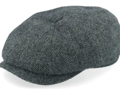 Flat Caps-Stetson Hatteras Wool Herringbone Moss Green Flat Cap -