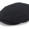 New Stetson Hatteras Wool Herringbone Black Earflap Flat Cap -