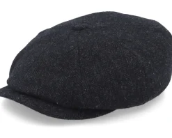 New Stetson Hatteras Wool Herringbone Black Earflap Flat Cap -