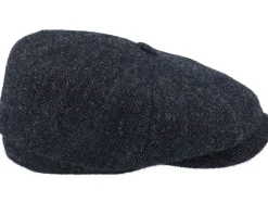 Flat Caps-Stetson Hatteras Wool Herringbone Heather Black Flexfit -