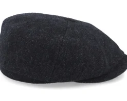 New Stetson Hatteras Wool Herringbone Black Earflap Flat Cap -