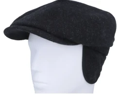 New Stetson Hatteras Wool Herringbone Black Earflap Flat Cap -