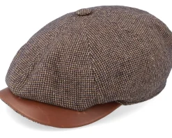 Flat Caps-Stetson Hatteras Wool/Cotton Brown Flat Cap -