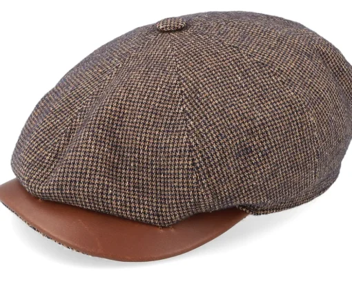 Flat Caps-Stetson Hatteras Wool/Cotton Brown Flat Cap -