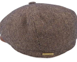 Flat Caps-Stetson Hatteras Wool/Cotton Brown Flat Cap -