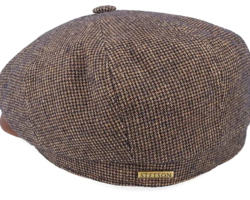 Flat Caps-Stetson Hatteras Wool/Cotton Brown Flat Cap -