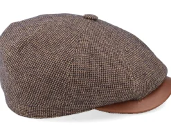 Flat Caps-Stetson Hatteras Wool/Cotton Brown Flat Cap -