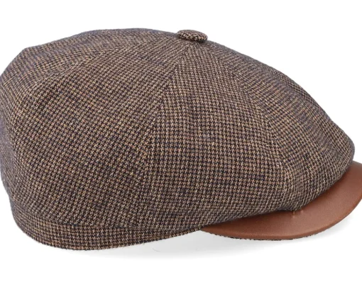 Flat Caps-Stetson Hatteras Wool/Cotton Brown Flat Cap -