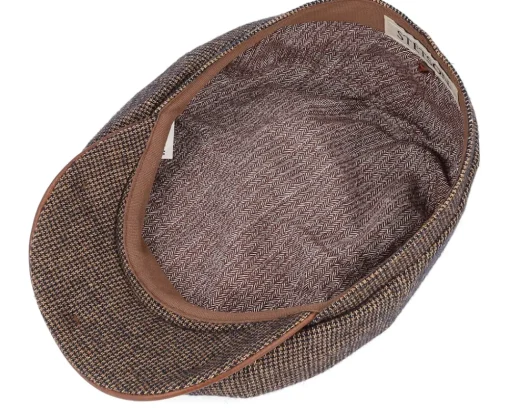 Flat Caps-Stetson Hatteras Wool/Cotton Brown Flat Cap -