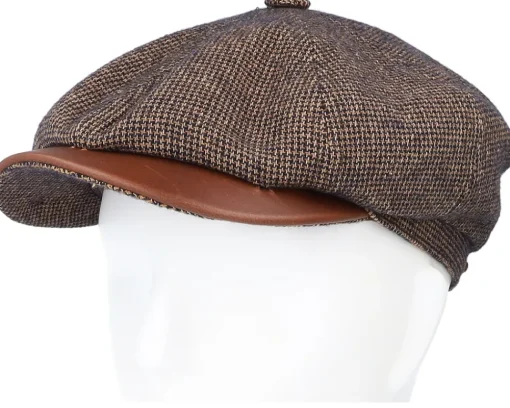 Flat Caps-Stetson Hatteras Wool/Cotton Brown Flat Cap -