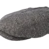 Flat Caps-Stetson Hatteras Woolrich Herringbone Black/Grey Flat Cap -