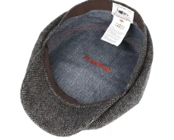 Flat Caps-Stetson Hatteras Woolrich Herringbone Black/Grey Flat Cap -