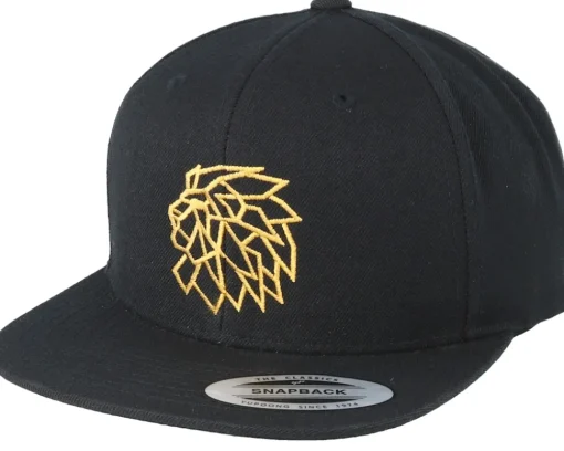 Snapback-Lions Head Logo Black/Gold Snapback -
