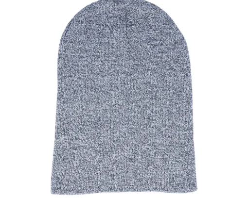 Long Beanies-Beechfield Heather Grey Long Blank Beanie -