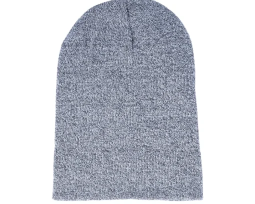 Long Beanies-Beechfield Heather Grey Long Blank Beanie -