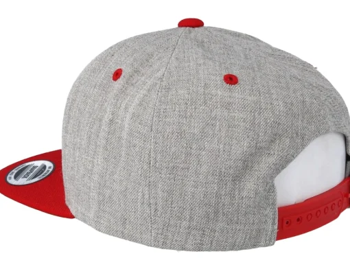 Snapback-Yupoong Heather Grey/Red Snapback -