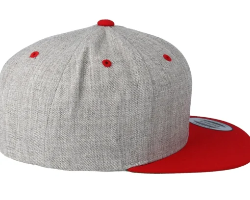 Snapback-Yupoong Heather Grey/Red Snapback -