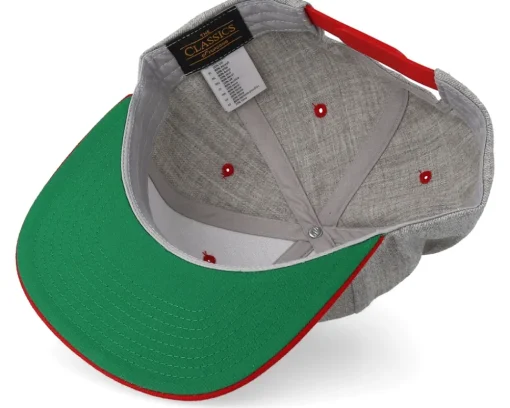 Snapback-Yupoong Heather Grey/Red Snapback -
