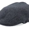 Clearance Jaxon & James Herringbone Charcoal Flat Cap -