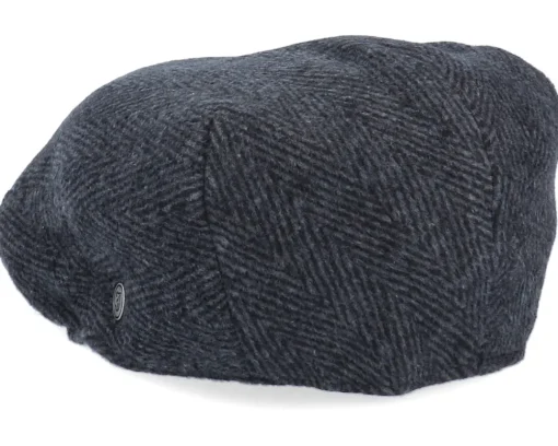 Clearance Jaxon & James Herringbone Charcoal Flat Cap -