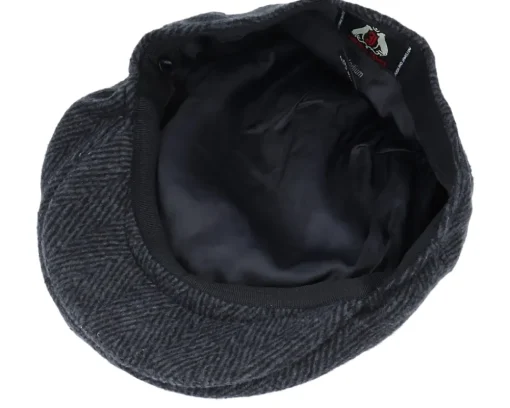 Clearance Jaxon & James Herringbone Charcoal Flat Cap -