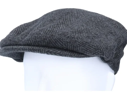 Clearance Jaxon & James Herringbone Charcoal Flat Cap -