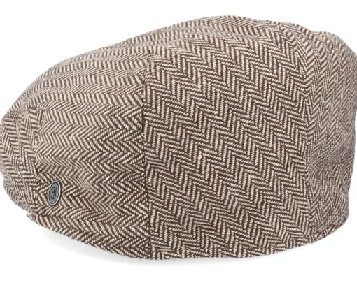 Fashion Jaxon & James Herringbone Dark Brown Flat Cap -