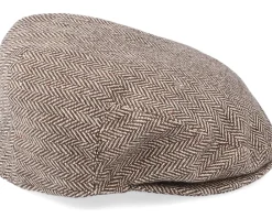 Fashion Jaxon & James Herringbone Dark Brown Flat Cap -