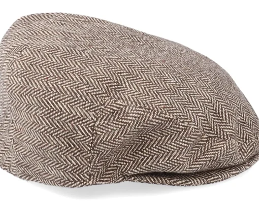 Fashion Jaxon & James Herringbone Dark Brown Flat Cap -
