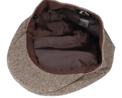 Fashion Jaxon & James Herringbone Dark Brown Flat Cap -