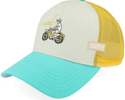 Trucker-Coastal Hft H-cub Yellow/Beige/Turquoise A-Frame Trucker -
