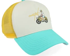 Trucker-Coastal Hft H-cub Yellow/Beige/Turquoise A-Frame Trucker -