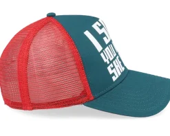 Trucker-Coastal Hft She Pays Red/Petrol A-Frame Trucker -