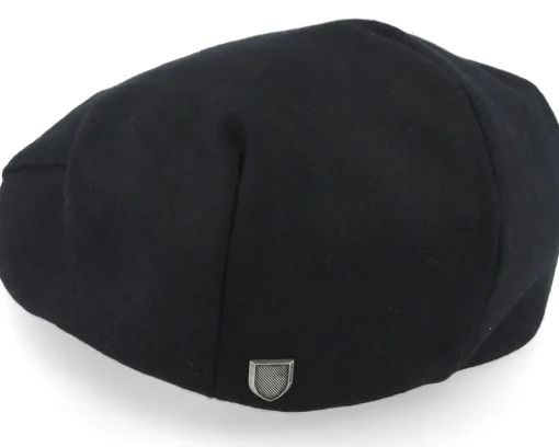 Flat Caps-Brixton Hooligan Baggy Reserve Snap Black Flat Cap -