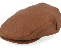Flat Caps-Brixton Hooligan Flannel Tobacco Brown Snap Cap -