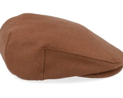 Flat Caps-Brixton Hooligan Flannel Tobacco Brown Snap Cap -