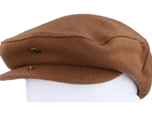 Flat Caps-Brixton Hooligan Flannel Tobacco Brown Snap Cap -