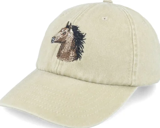 New Wild Spirit Horse Embroidery Khaki Dad Cap -