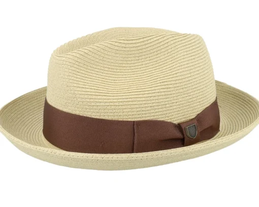 Discount Brixton Horton Cb Packable Fedora Dark Tan/Light Brown Straw Hat -