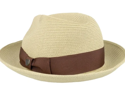 Discount Brixton Horton Cb Packable Fedora Dark Tan/Light Brown Straw Hat -