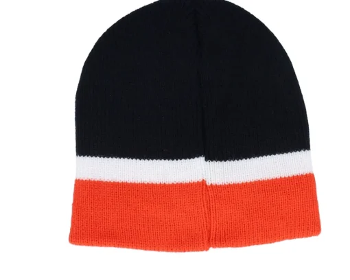 Traditional Beanies-Volcom Hot Tune /White/Orange Beanie - Black