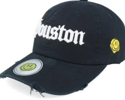 Dad Cap-Lucid Smile Houston 3d Script Destroyed Black Dad Cap -