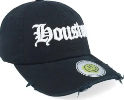 Dad Cap-Lucid Smile Houston 3d Script Destroyed Black Dad Cap -