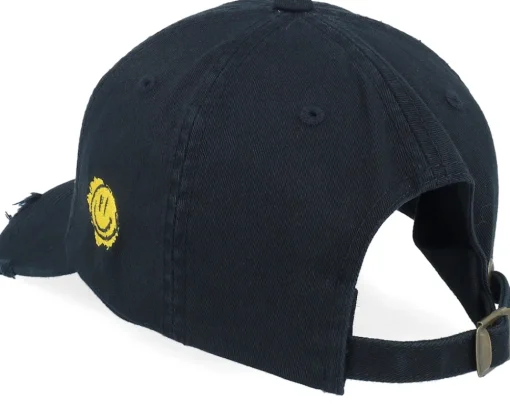 Dad Cap-Lucid Smile Houston 3d Script Destroyed Black Dad Cap -