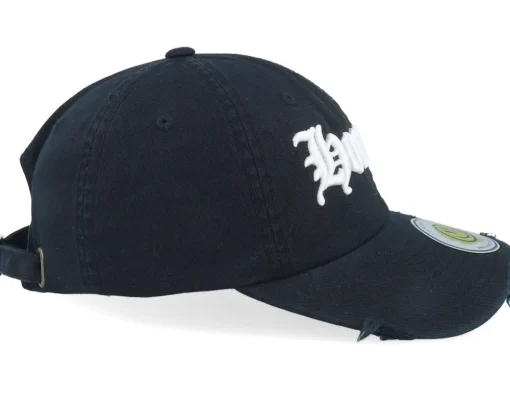 Dad Cap-Lucid Smile Houston 3d Script Destroyed Black Dad Cap -