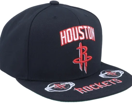 Snapback-Mitchell & Ness Houston Rockets Front Loaded Black Snapback -
