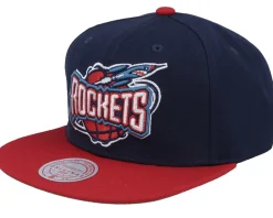 Snapback-Mitchell & Ness Houston Rockets Team 2 Tone 2.0 Navy/Red Snapback - Blue
