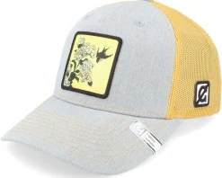 Trucker-Public Domain Hydrangea And Swallow Heather Grey/Gold Trucker -